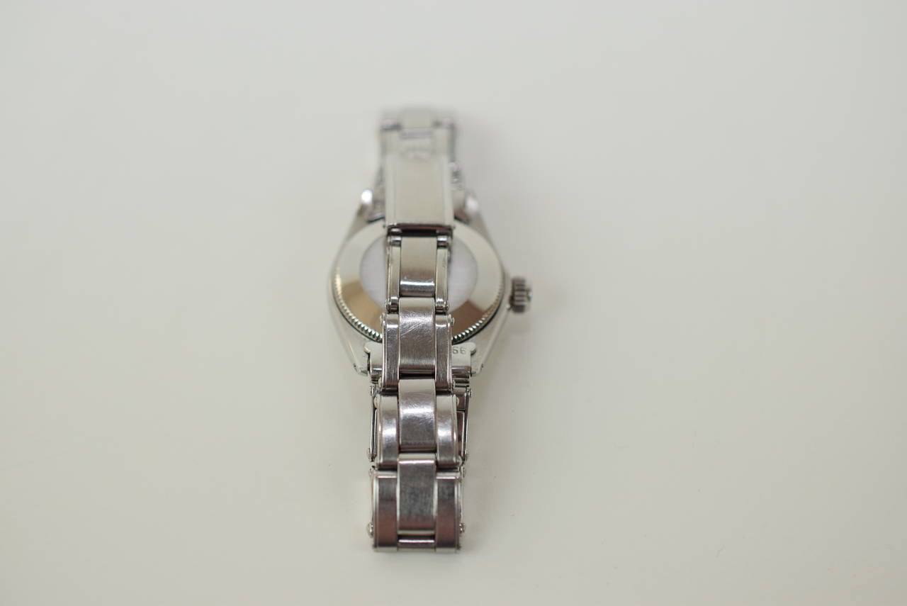 Rolex Lady's Stainless Steel Tiffany & Co. Automatic Wristwatch Ref  6618 In Good Condition In New York, NY