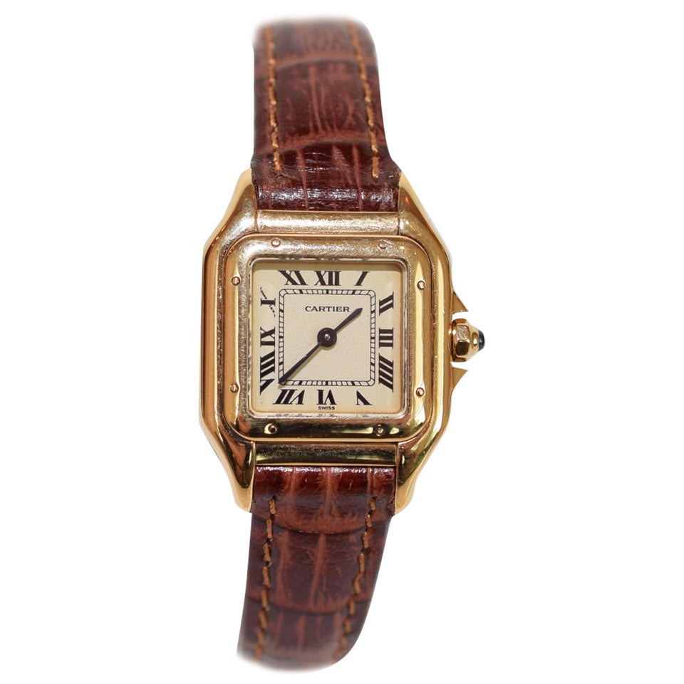 Cartier Lady's Yellow Gold Santos Quartz Wristwatch