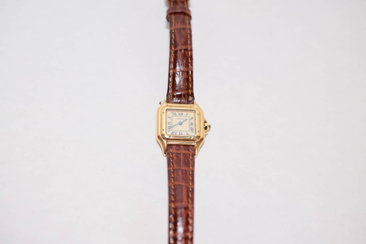 Cartier Lady's Yellow Gold Santos Quartz Wristwatch 1