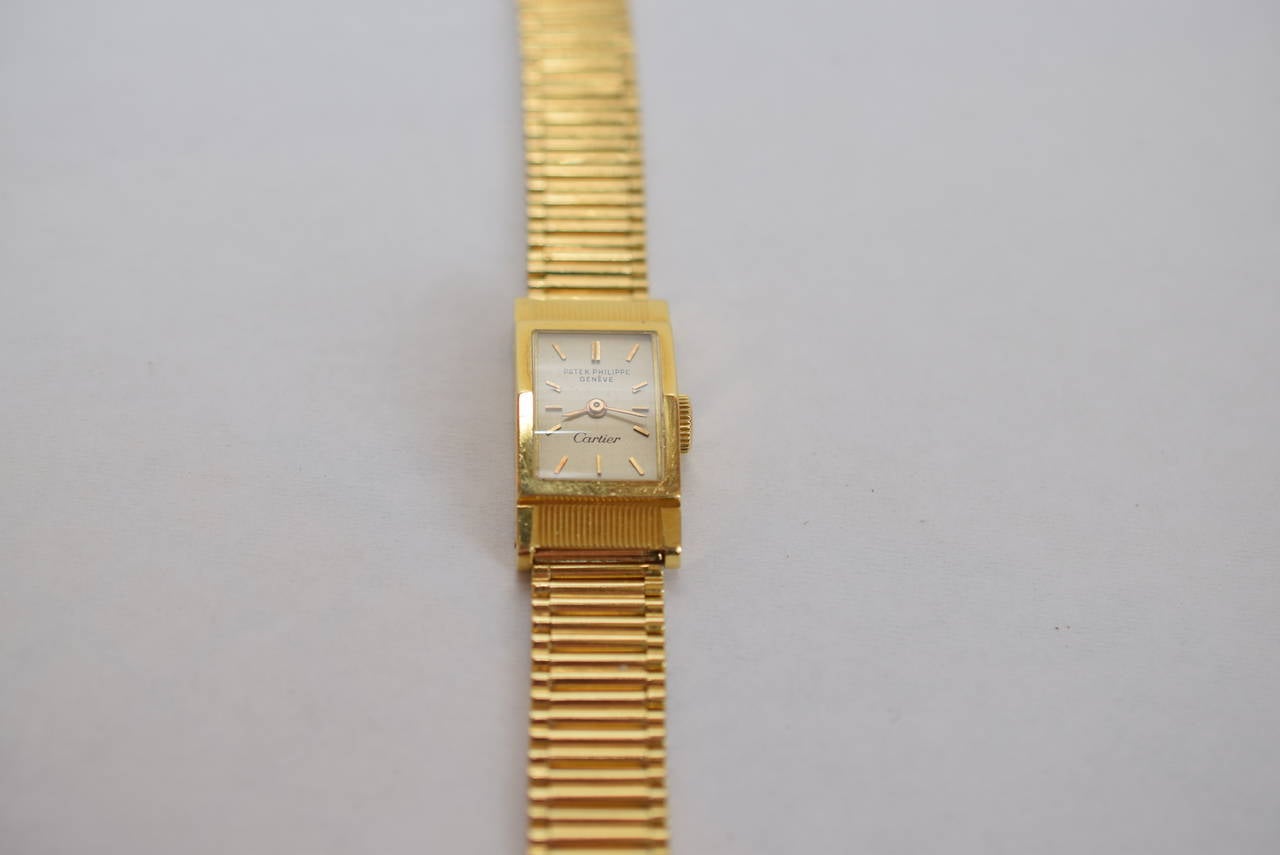Patek Philippe Lady's Yellow Gold Wristwatch Ref 3250 Retailed By Cartier In Excellent Condition In New York, NY