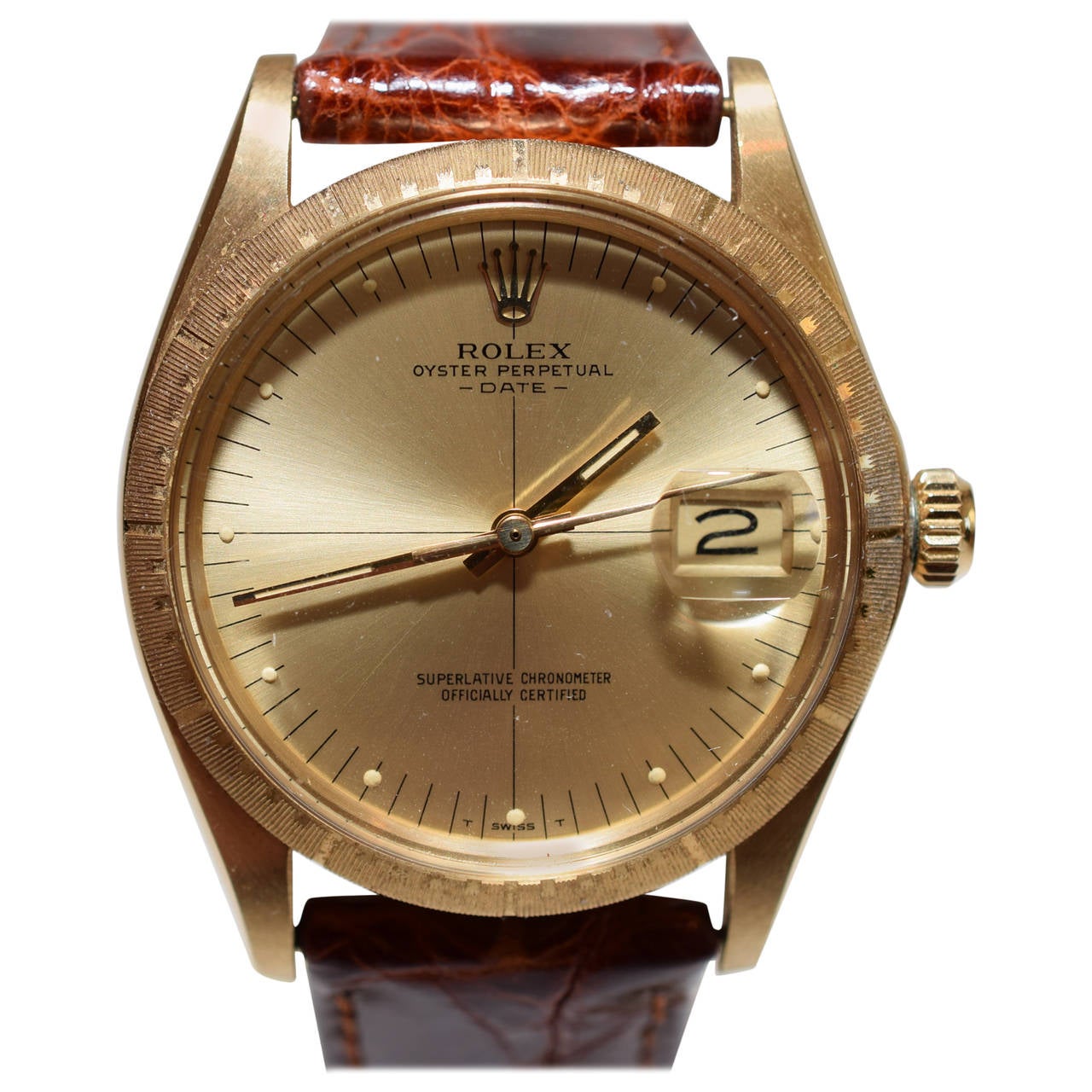 Rolex Yellow Gold "Zephyr" Oyster Perpetual Date Wristwatch Ref 1512