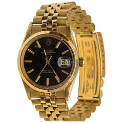 Rolex Yellow Gold Oyster Perpetual Date Wristwatch Ref 15007 circa 1980