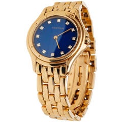 Cartier Lady's Yellow Gold Cougar Wristwatch with Blue Dial