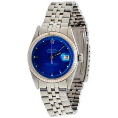 Rolex Stainless Steel Datejust Wristwatch with Custom-Colored Dial