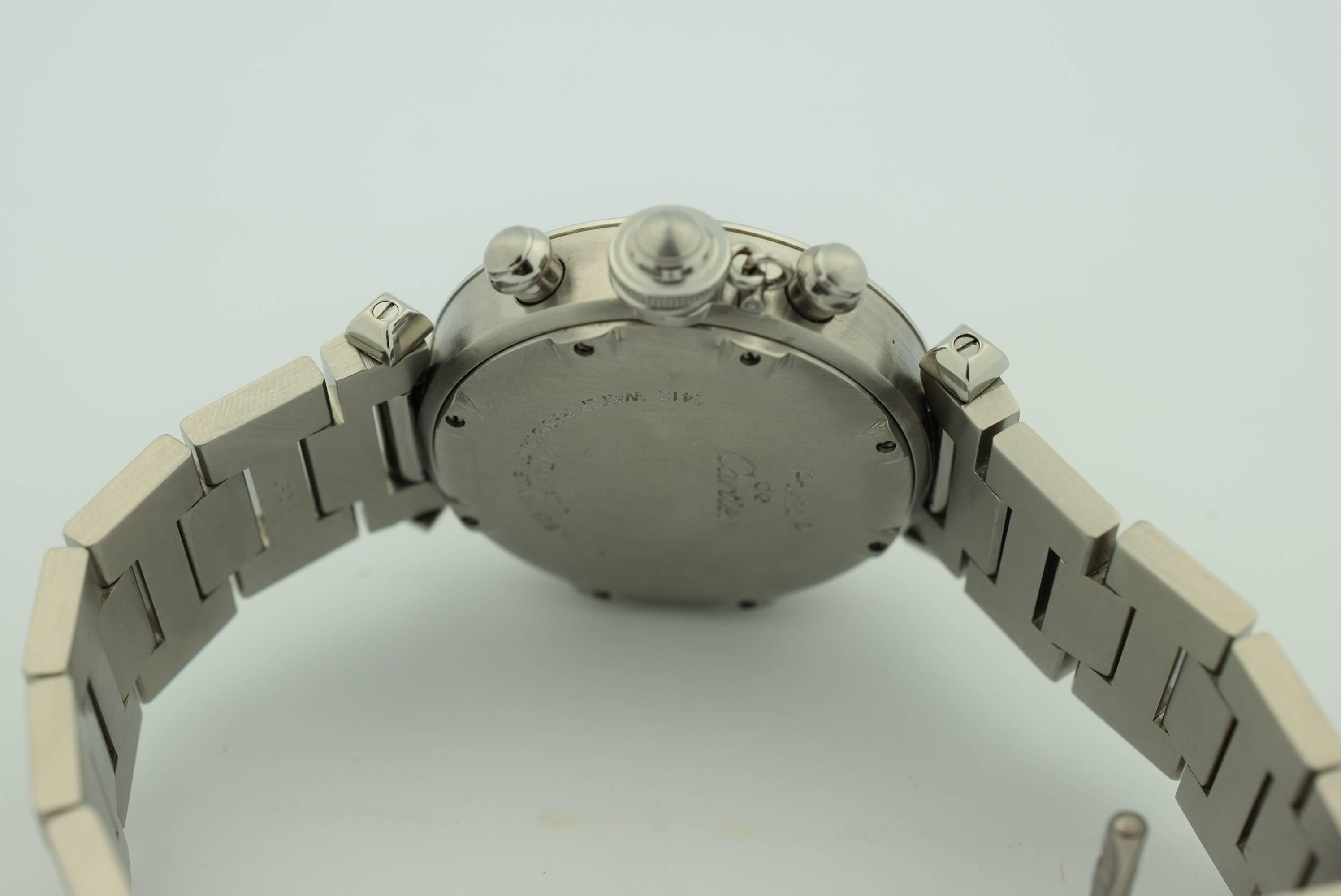 Cartier Stainless Steel Automatic Pasha Chronograph Wristwatch Ref 2412 2