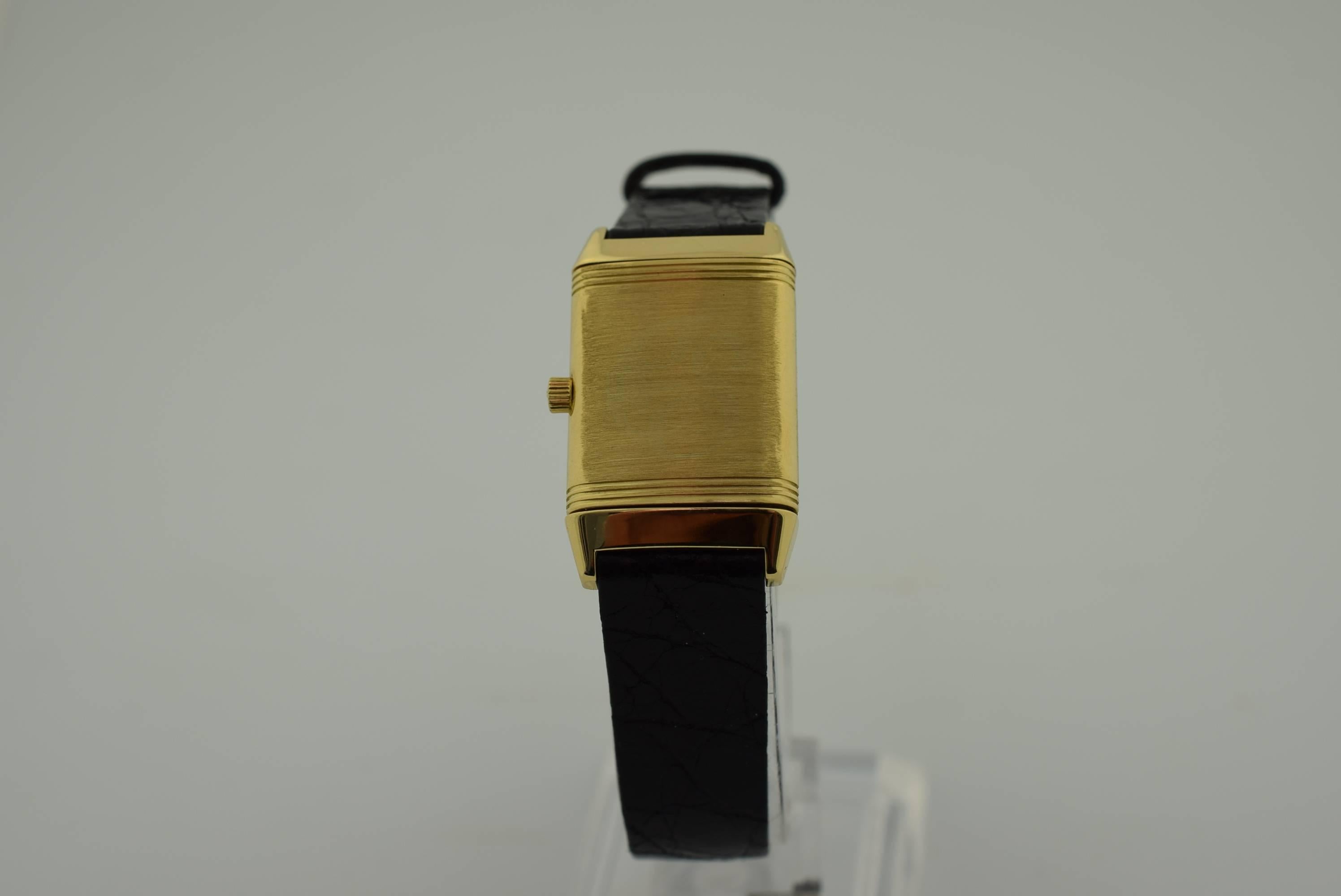 Jaeger Le Coultre Lady's Yellow Gold Reverso Quartz Wristwatch 3