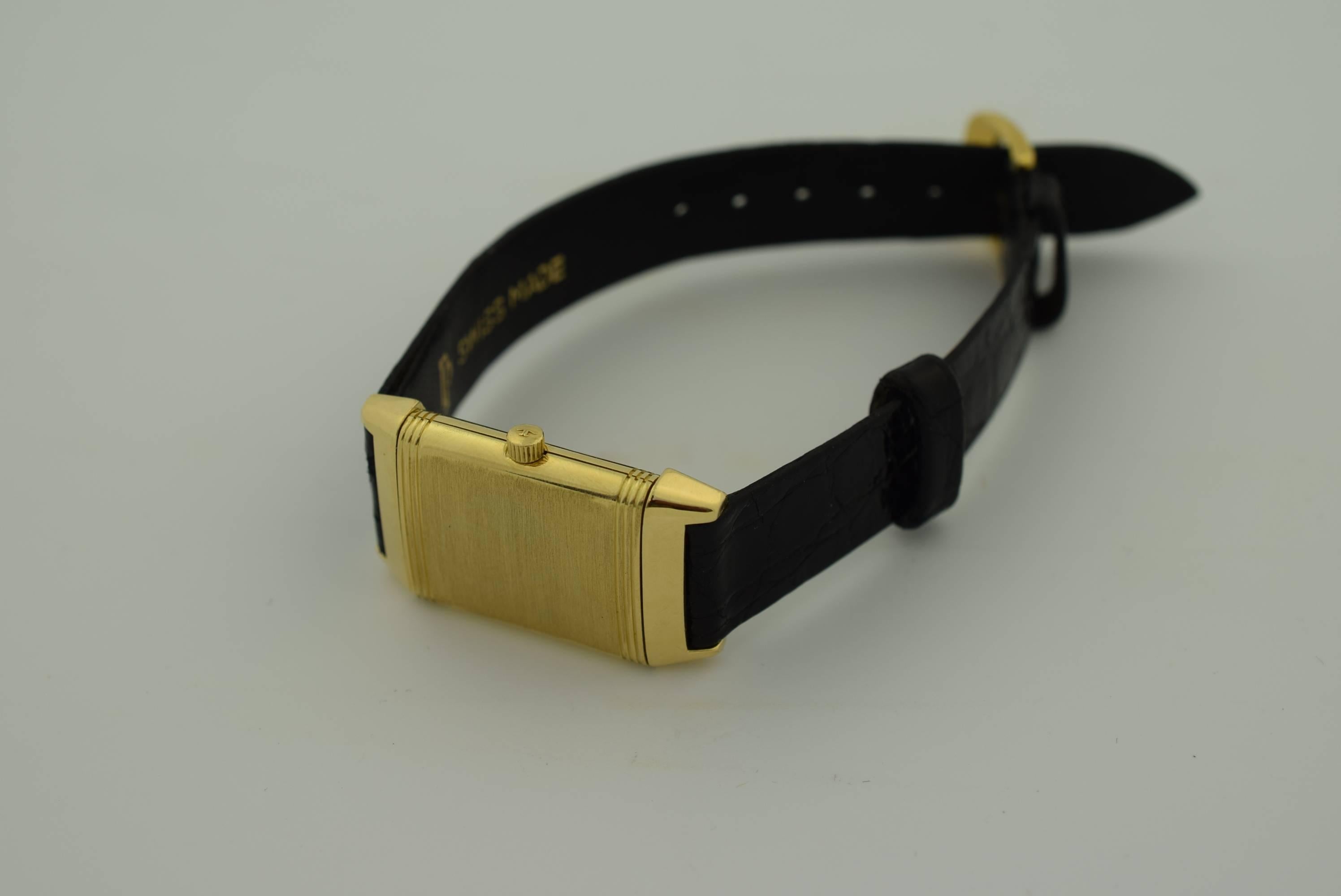 Jaeger Le Coultre Lady's Yellow Gold Reverso Quartz Wristwatch 4