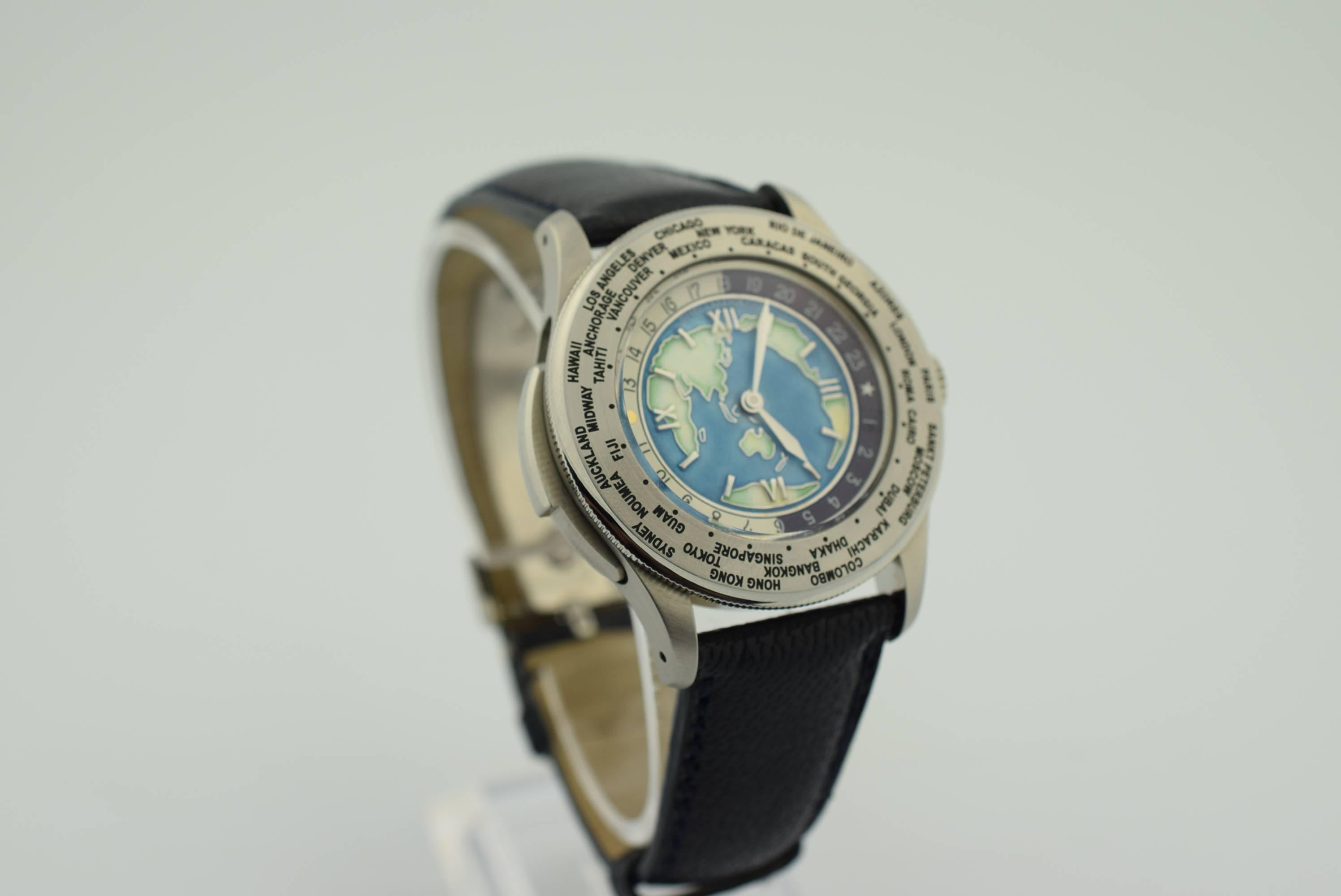 Shellman Silberblech Weltzeit Minute Repeater Quarz-Armbanduhr für Damen oder Herren