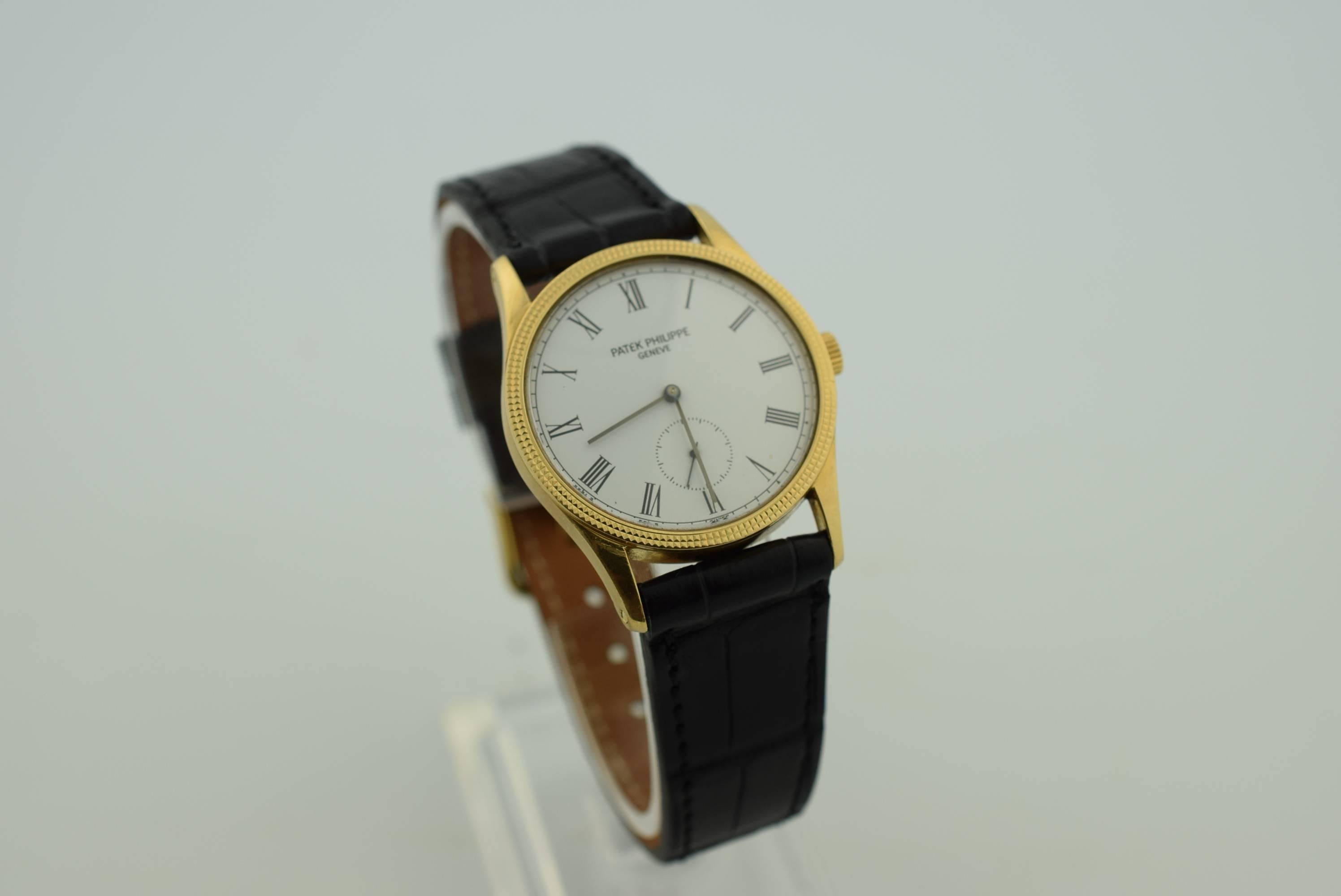 Women's or Men's Patek Philippe Yellow gold Calatrava Wristwatch Ref 3796 J 
