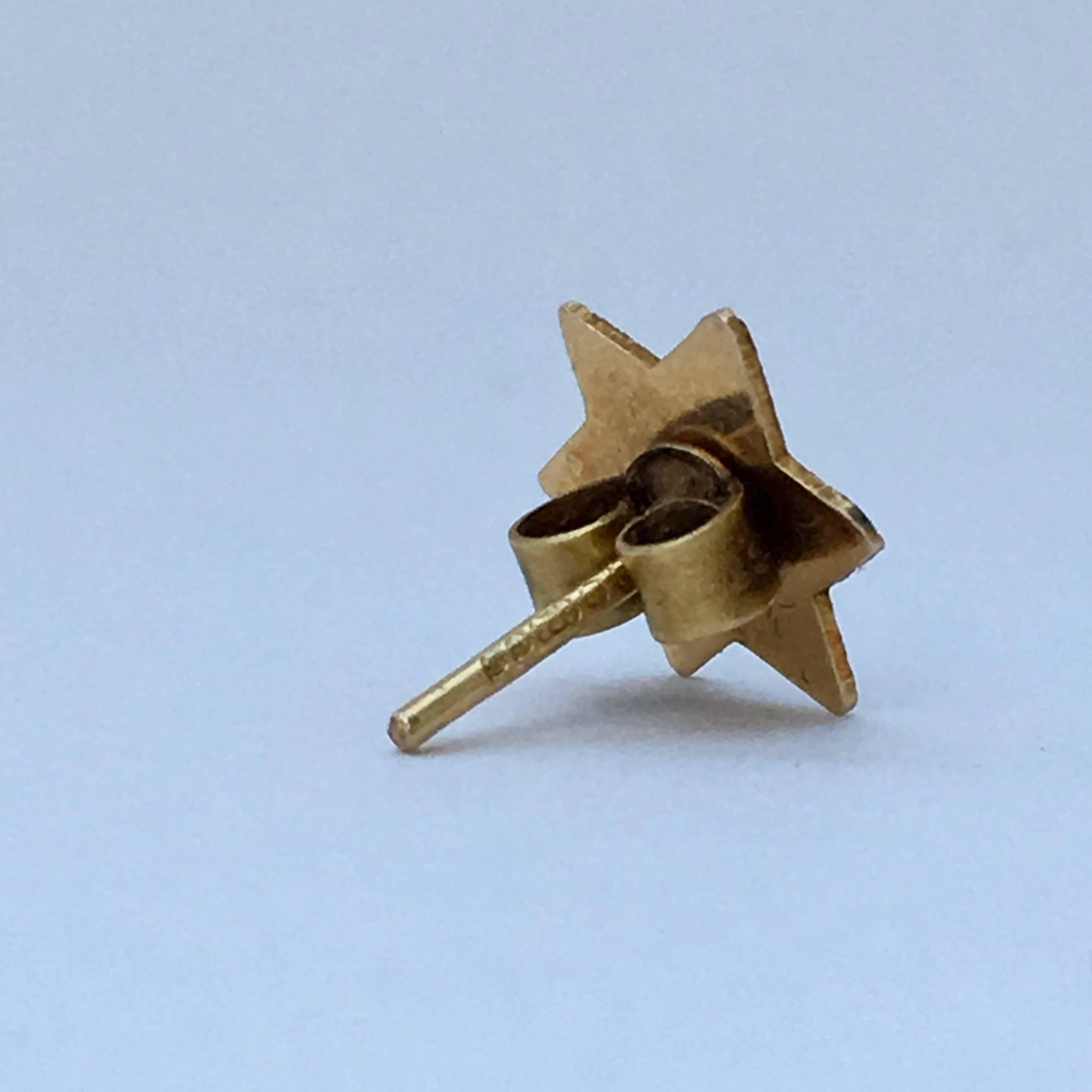 Contemporary 1970s Star Earrings Gold Faceted Celestial Rock Star Vintage Studs