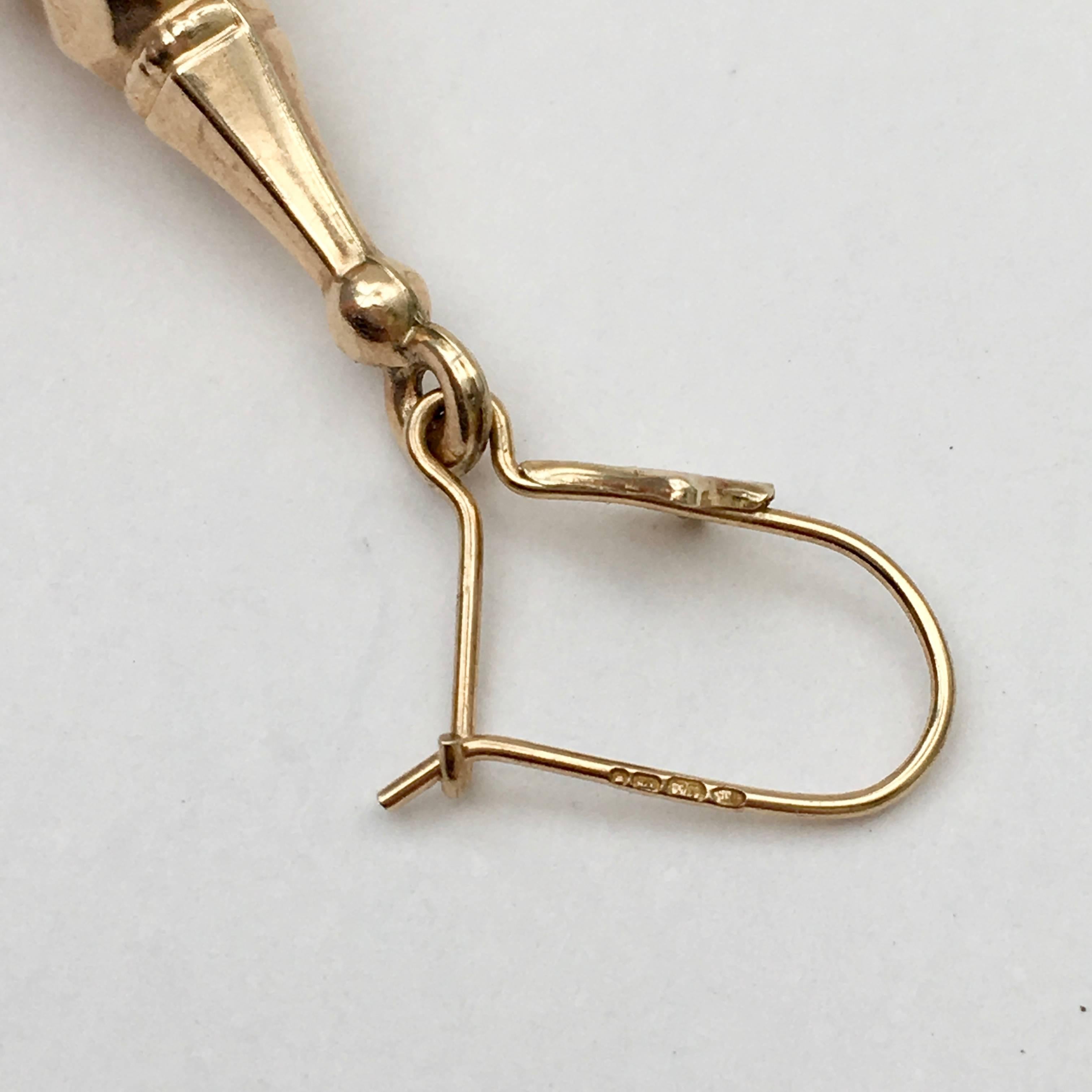 Victorian Large Fancy Earrings Gold Vintage Jewelry Teardrop Torpedo Long Drop Dangling For Sale