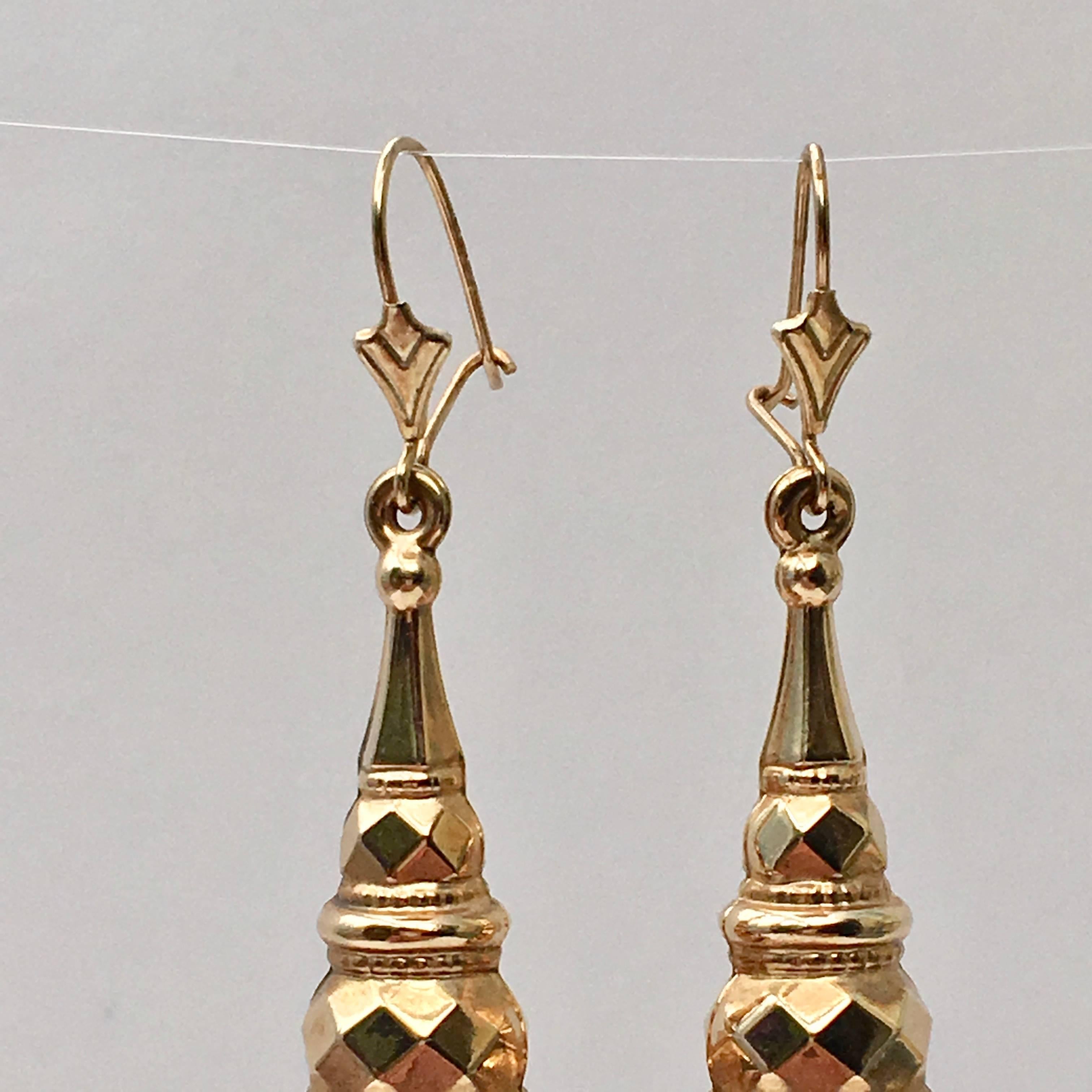 long drop gold earrings
