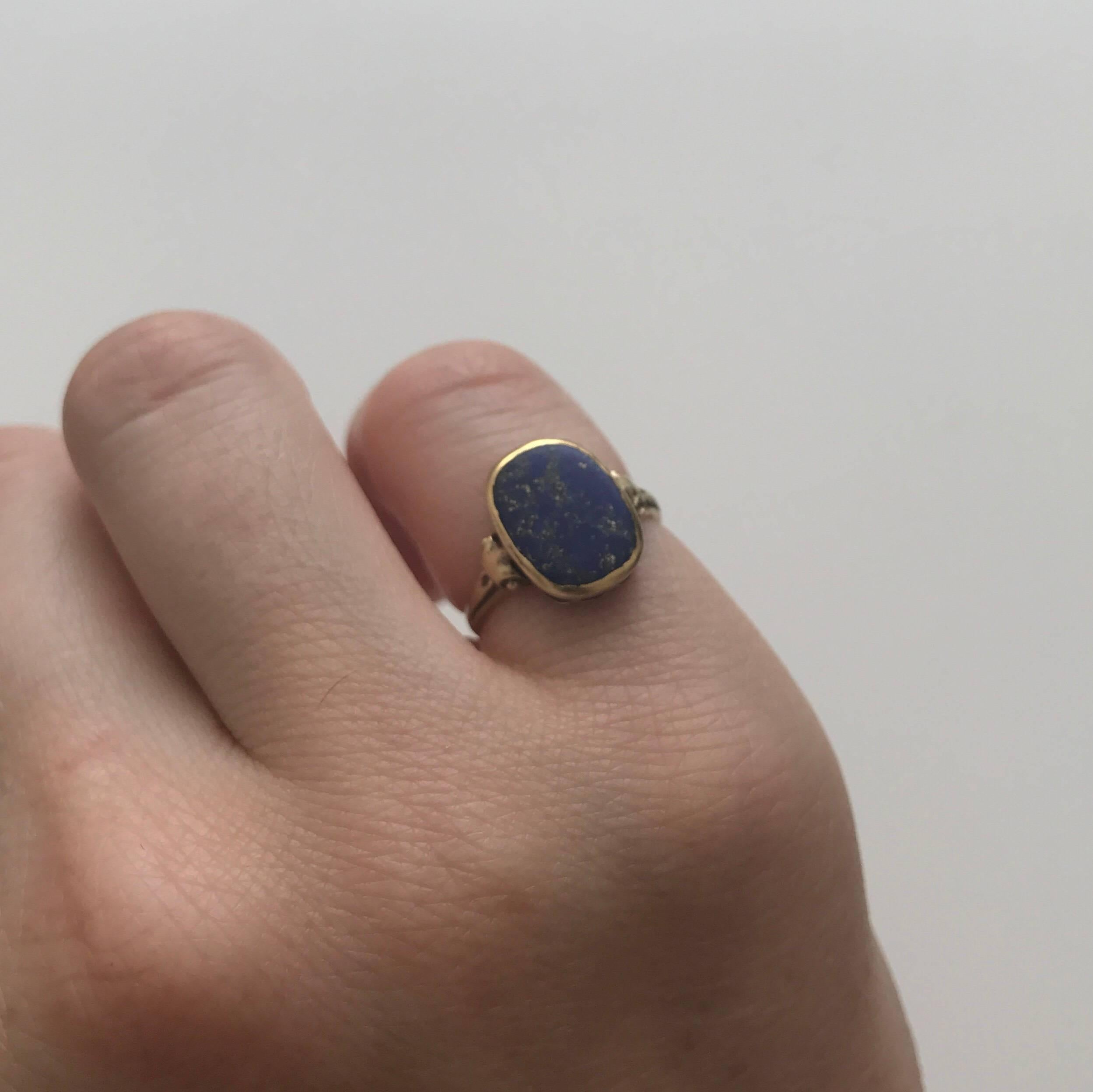 Vintage Lapis Lazuli Gold Signet Ring 2