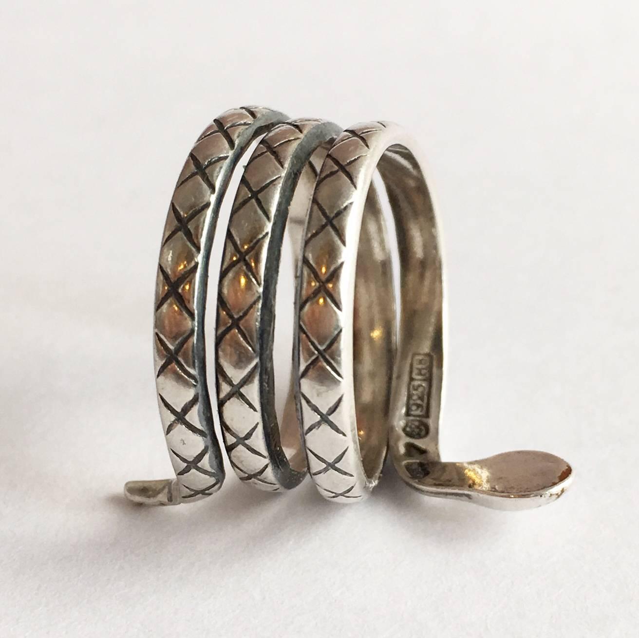 Modern Kalevala Koru Scandinavian Silver Figural Coiled Snake Serpent Vintage Ring
