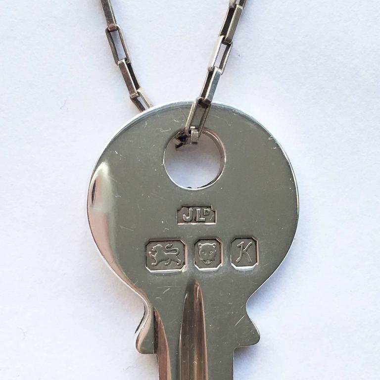Vintage Jewelry Key Charm Sterling Silver House Key Pendant Necklace