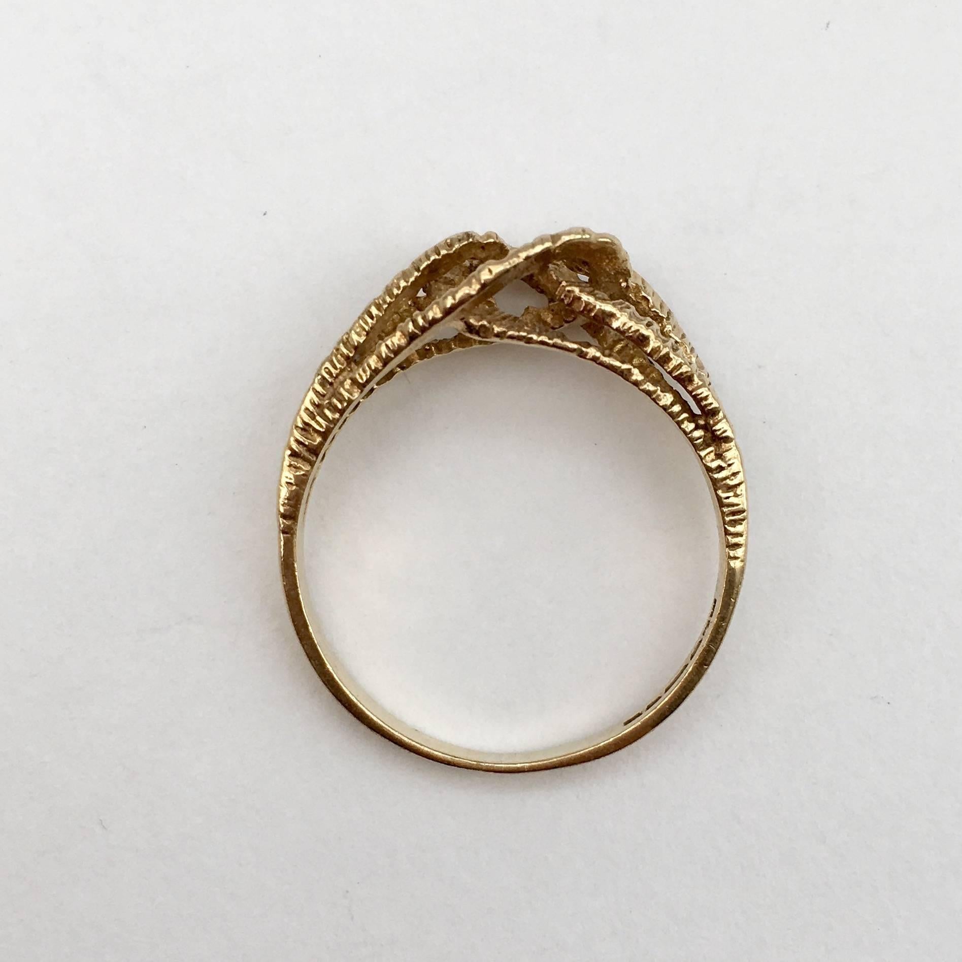 1970s Jewelry Modernist Gold Ring Love Knot Vintage Midcentury Band For ...