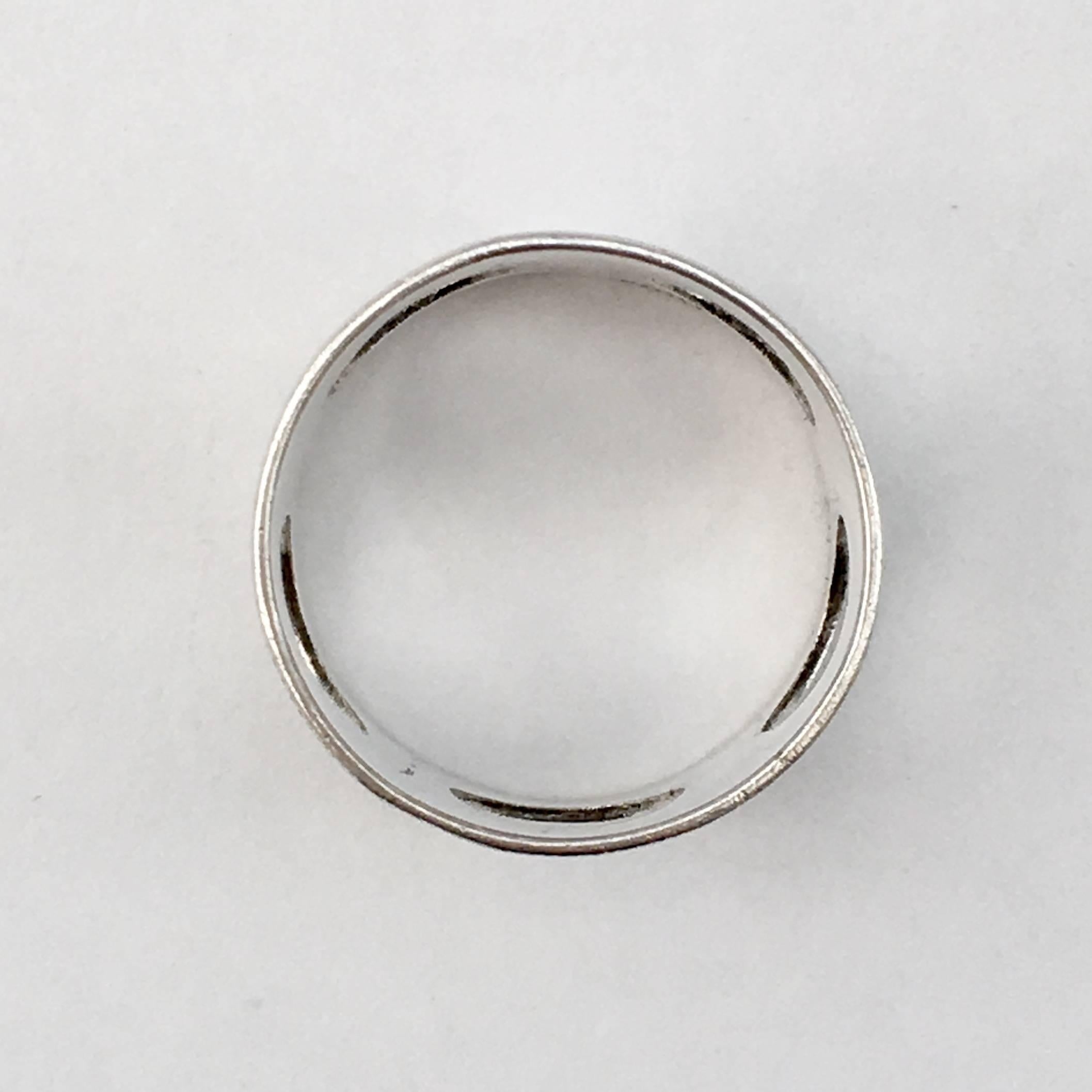 Engraved Ring Circular Coin Cutouts Wide Band Siam Silver Vintage Jewelry 3