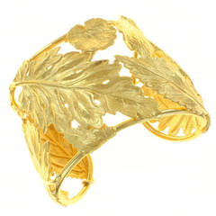 Renato Cipullo Sterling Silver Gold Plated Leaf Cuff