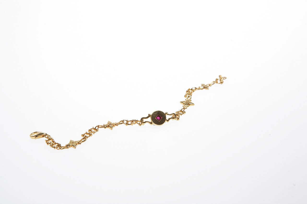 Women's Delicate Ruby Sapphire Diamond Gold Bracelet