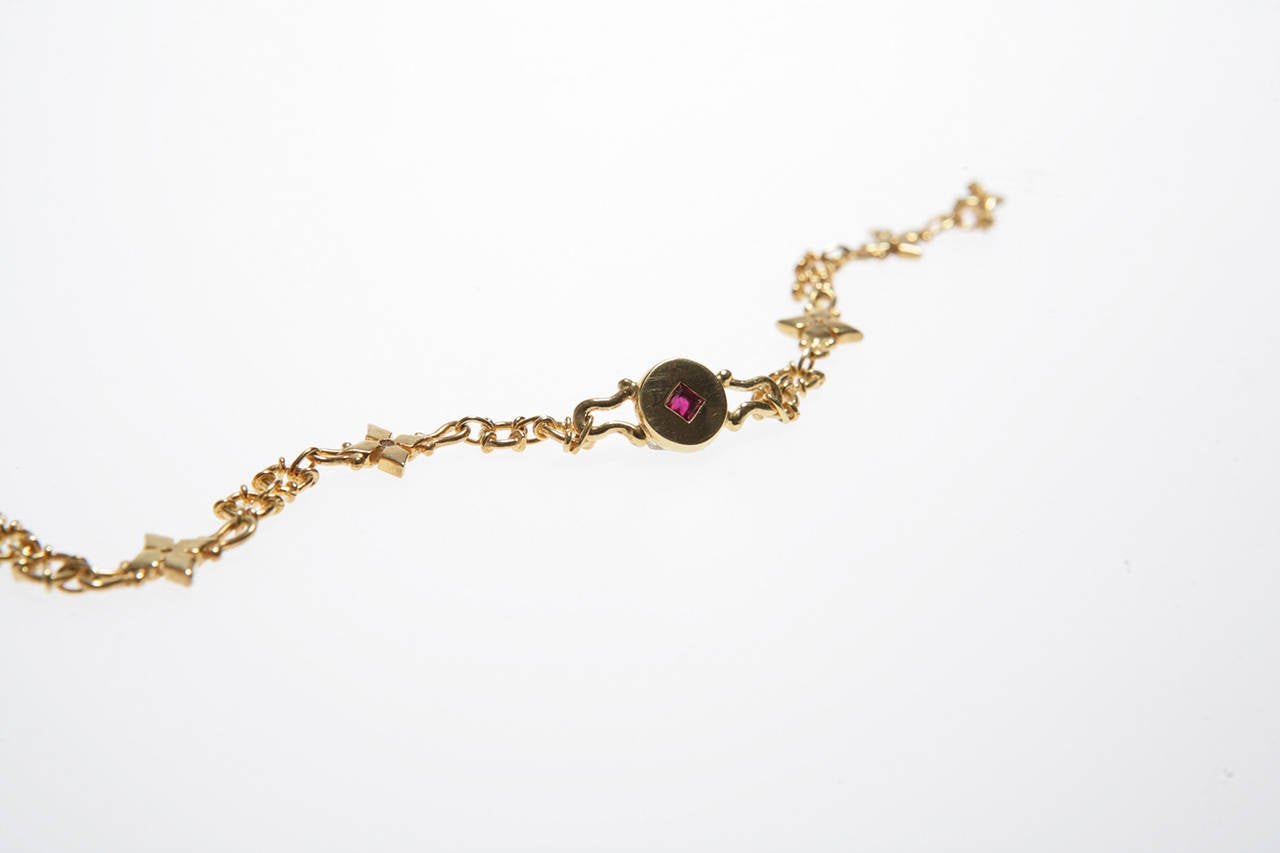 Delicate Ruby Sapphire Diamond Gold Bracelet 1