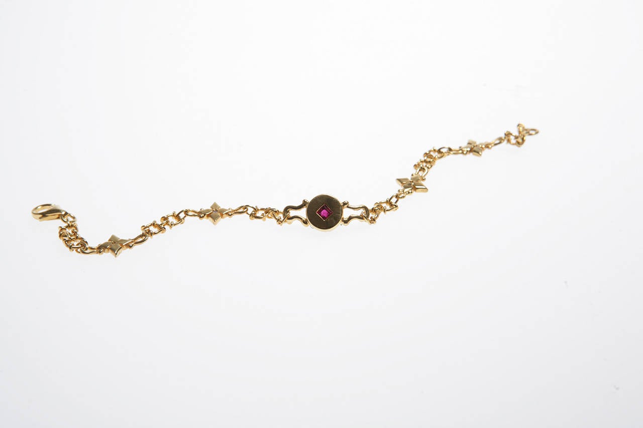 Delicate Ruby Sapphire Diamond Gold Bracelet 2