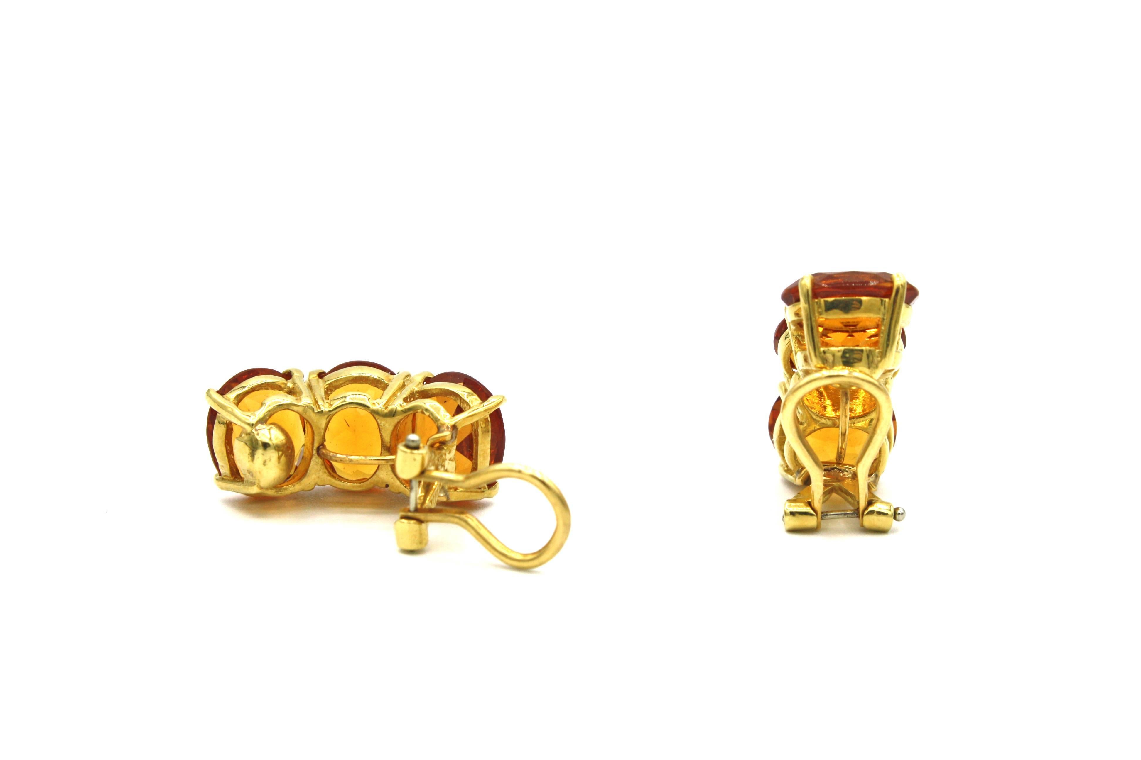 Oval Cut Renato Cipullo 3.4ct Citrine and Gold Earrings For Sale