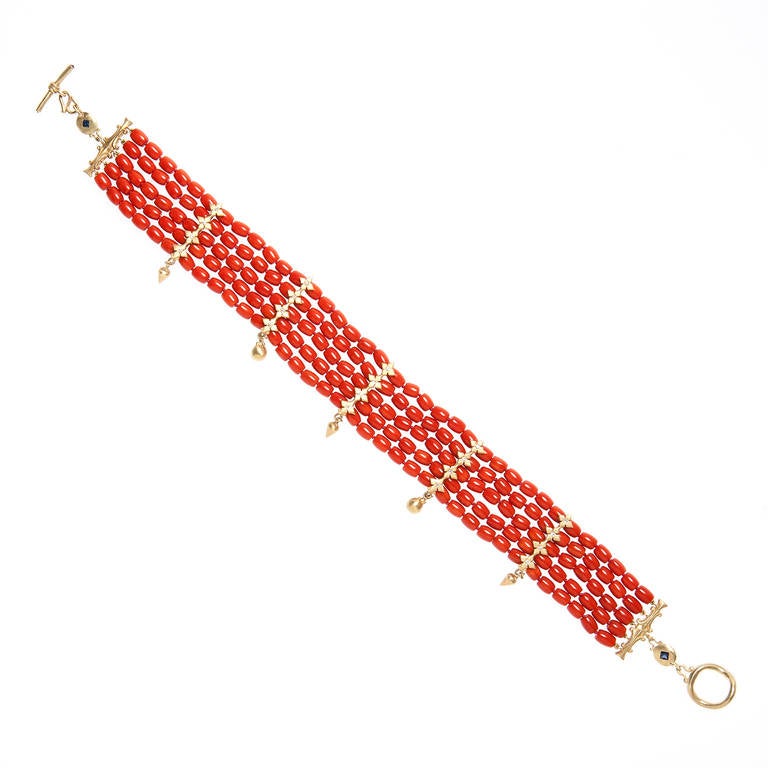 Cipullo Etruscan Roman Style Coral Gold Choker In New Condition For Sale In New York, NY