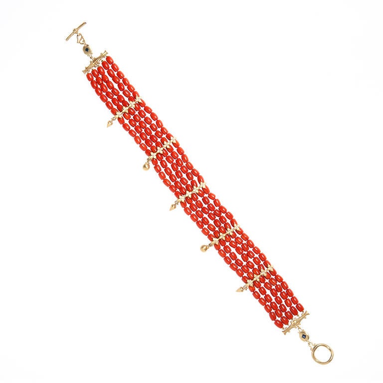 Cipullo Etruscan Roman Style Coral Gold Choker For Sale 1