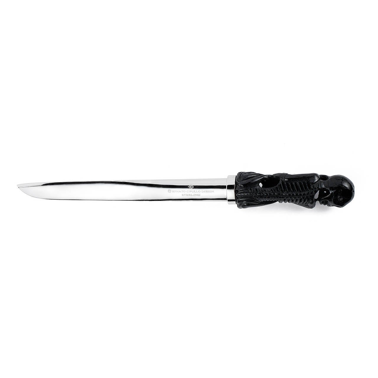 Renato Cipullo Black Onyx Sterling Silver Letter Opener In New Condition For Sale In New York, NY