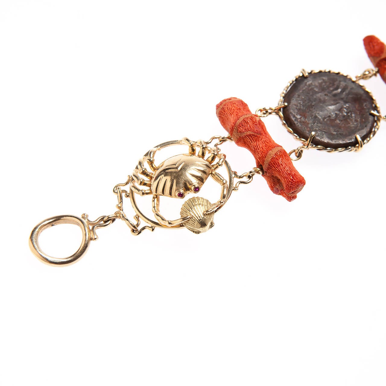 Renato Cipullo Coral Gold Bracelet In New Condition For Sale In New York, NY