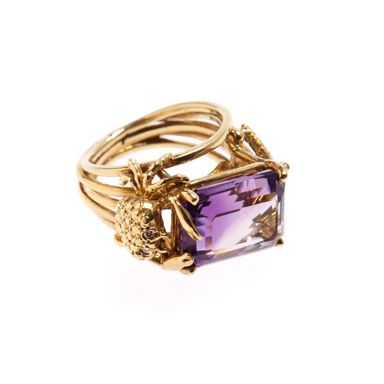 Contemporary Renato Cipullo 7 Carat Amethyst Gold Ring For Sale