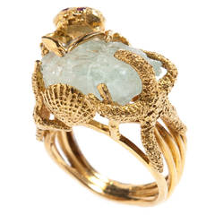 Whimsical Aquamarine Gold Ring