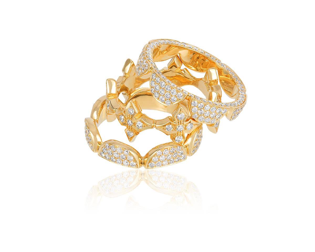 Renato Cipullo Diamond Gold Stacking Rings In New Condition In New York, NY