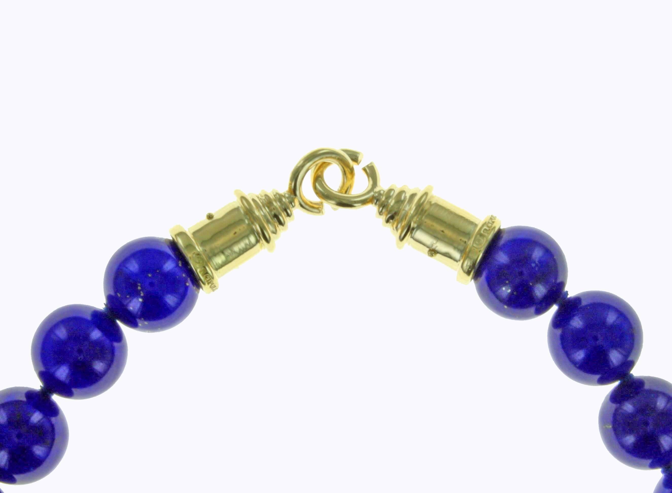 Contemporary Lapis Lazuli 12MM Bead Necklace  For Sale