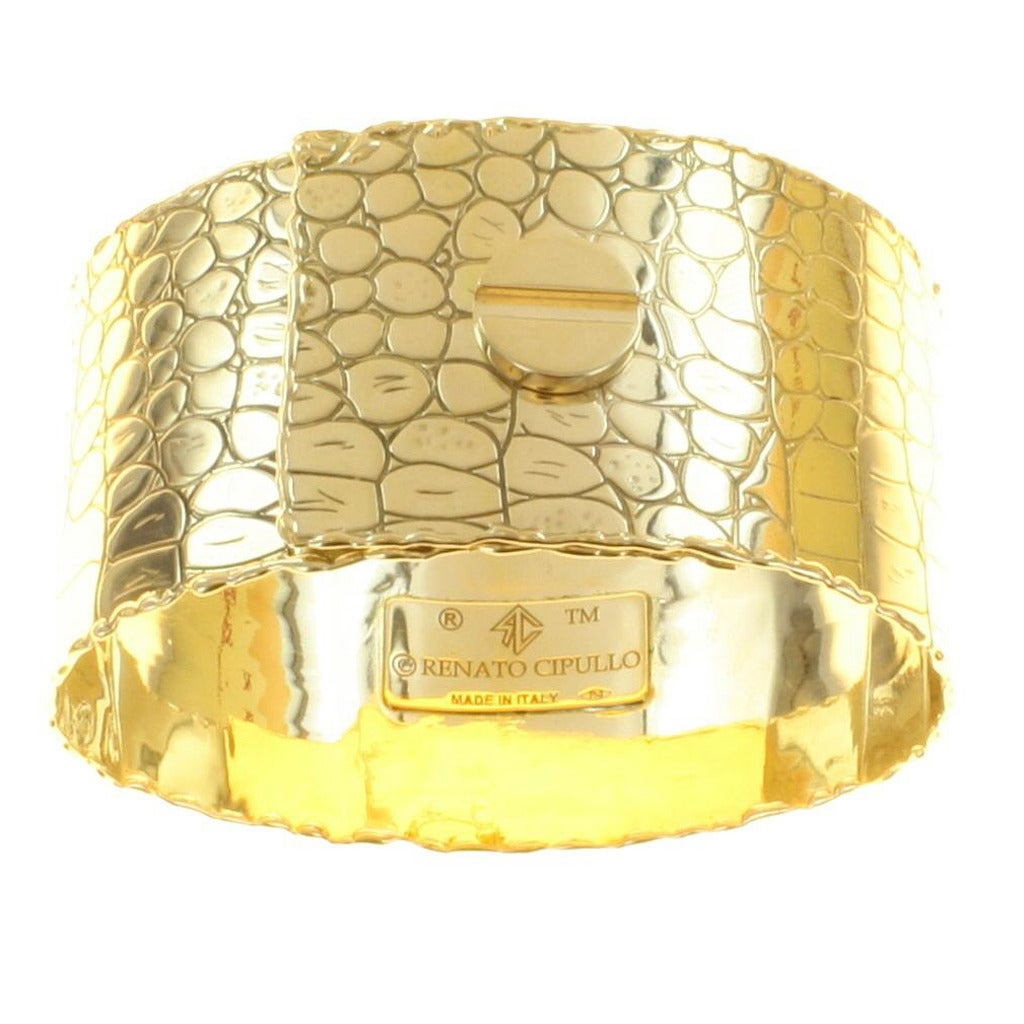 Renato Cipullo Patterned Gold Cuff Bracelet For Sale