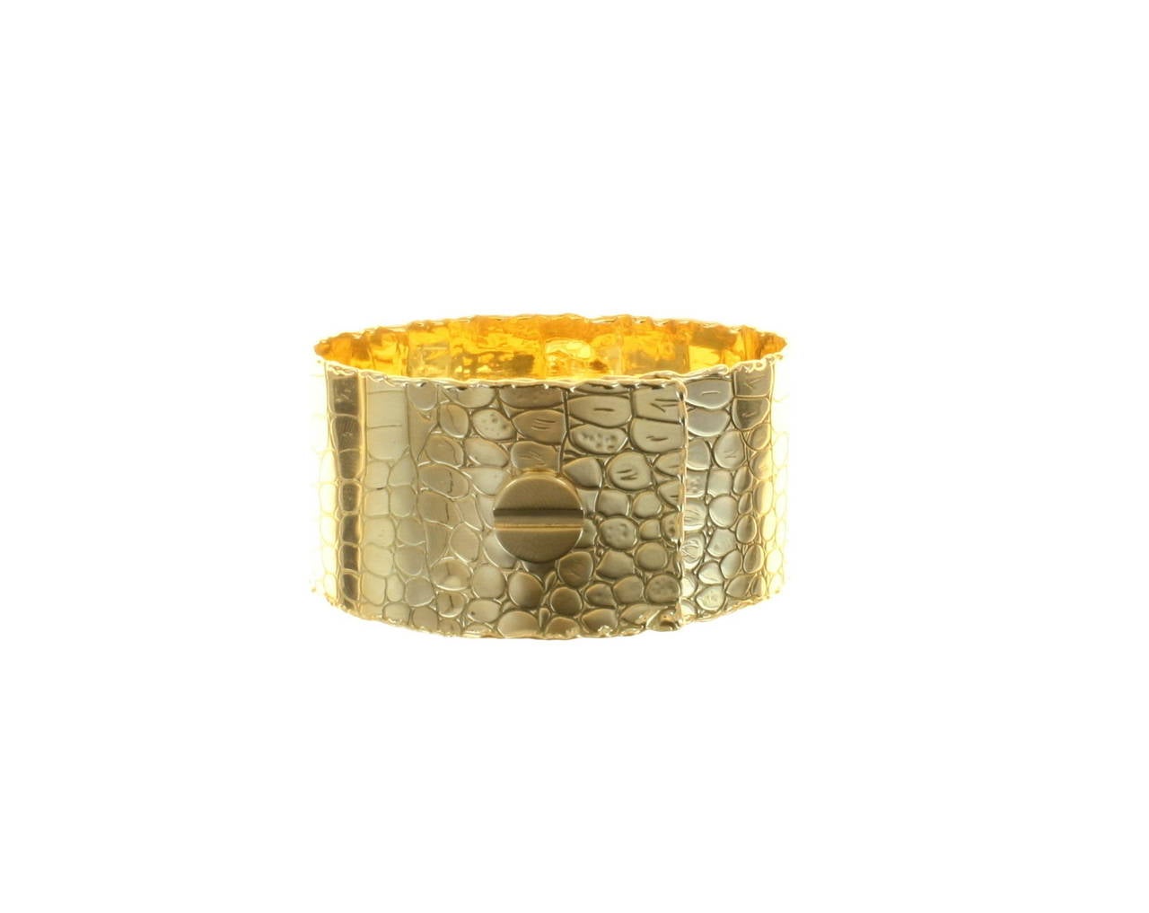 Renato Cipullo Patterned Gold Cuff Bracelet For Sale 2