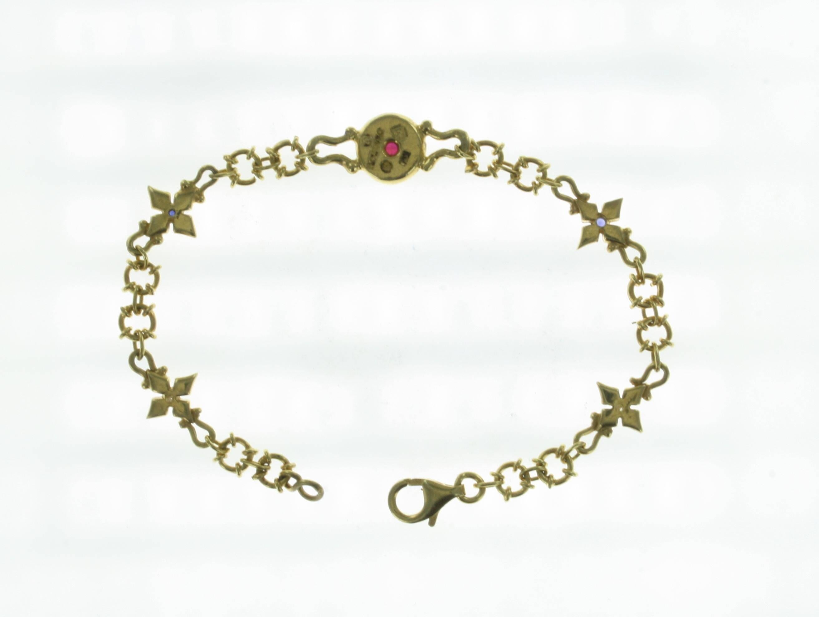 Delicate Ruby Sapphire Diamond Gold Bracelet 5