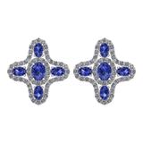  Tanzanite Diamond Halo Stud Earrings by Juliette Wooten White Gold 