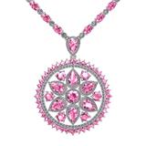 Pink Sapphire Diamond Tennis Necklace Medallion by Juliette Wooten White Gold