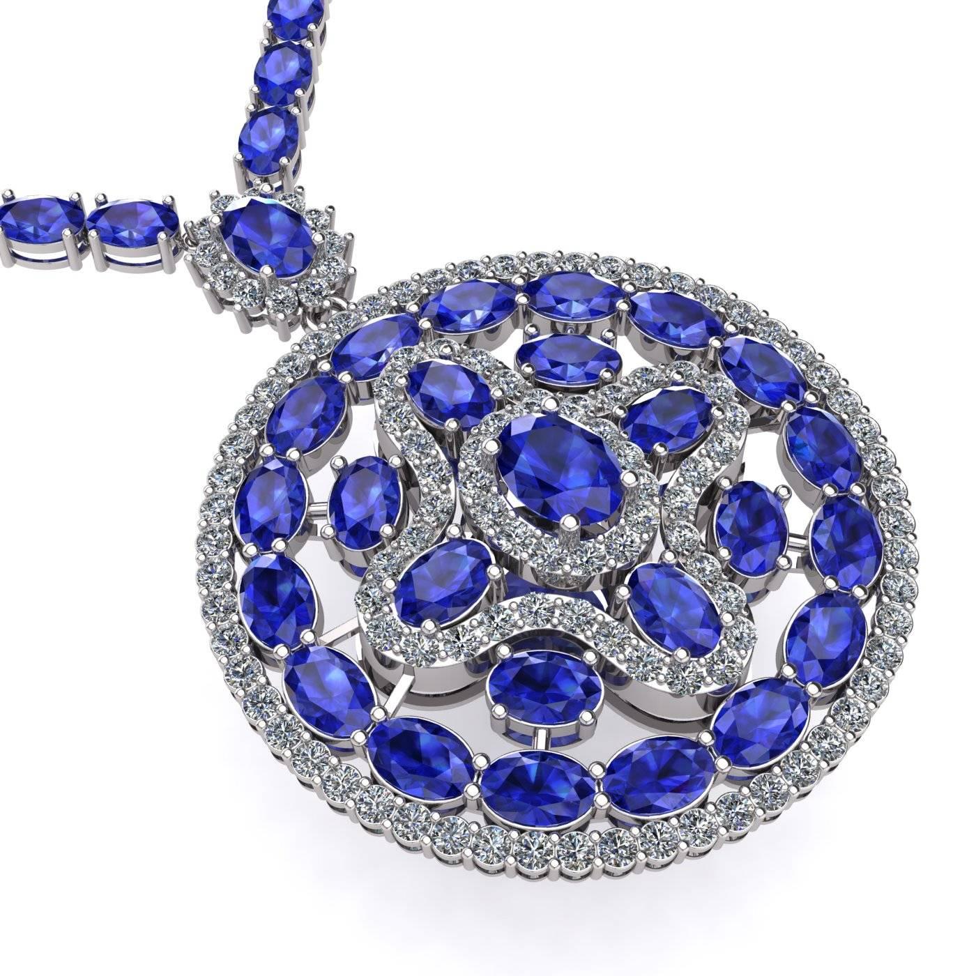 blue sapphire tennis necklace