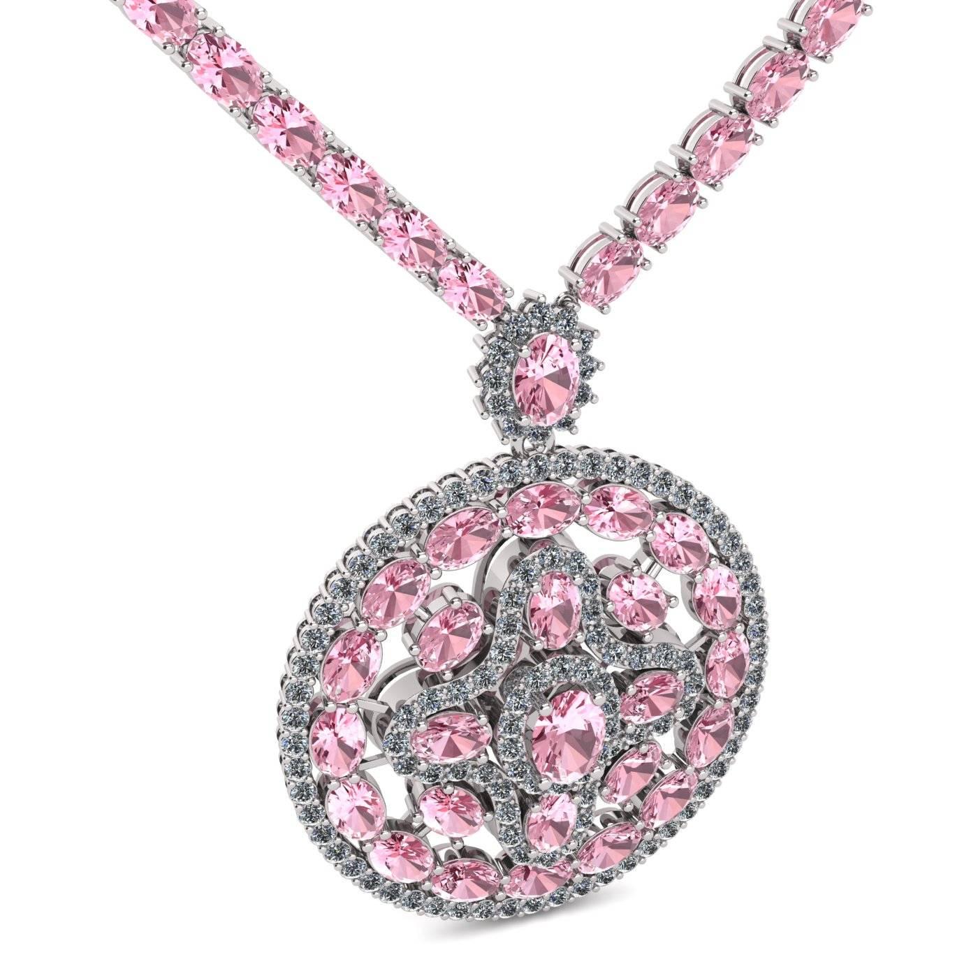 pink diamond tennis necklace