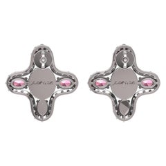 Juliette Wooten Pink Sapphire Diamond White Gold Stud Halo Earrings