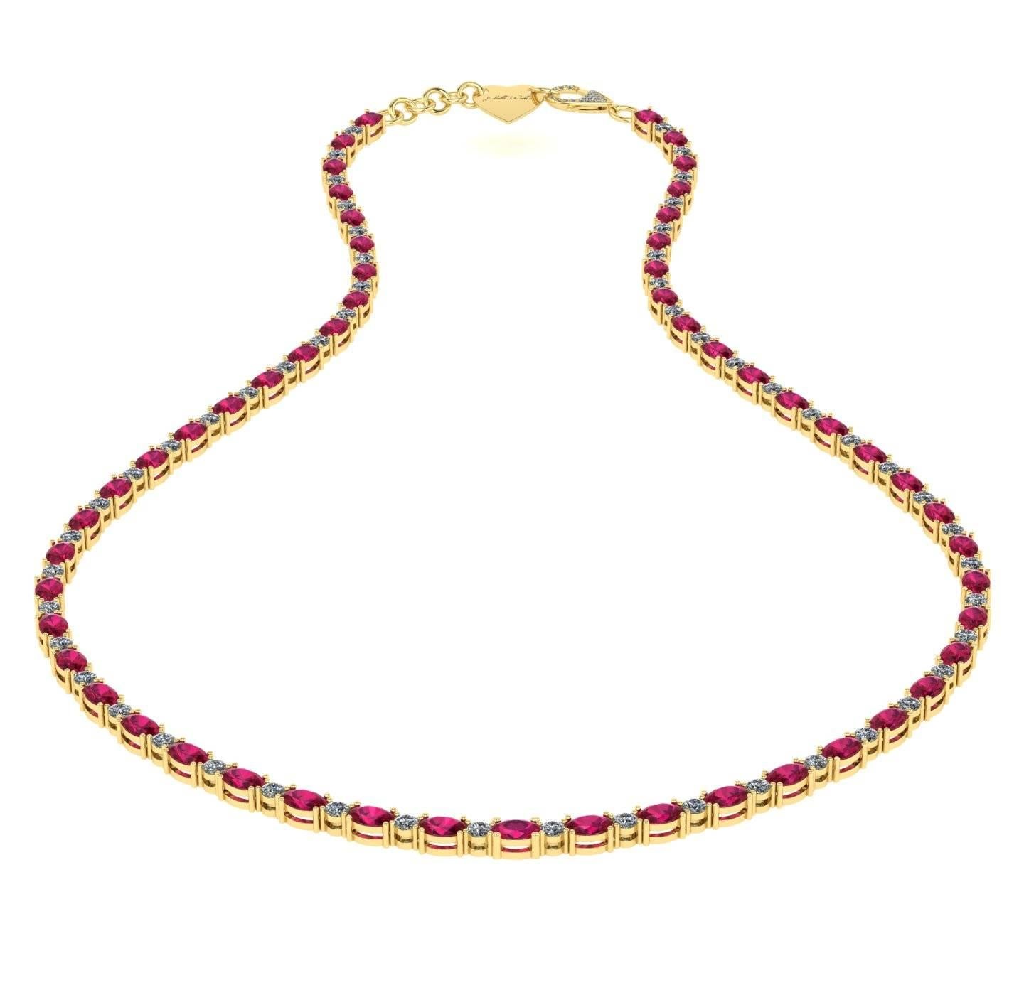 Ruby Diamond Tennis Necklace by Juliette Wooten Yellow Gold 2