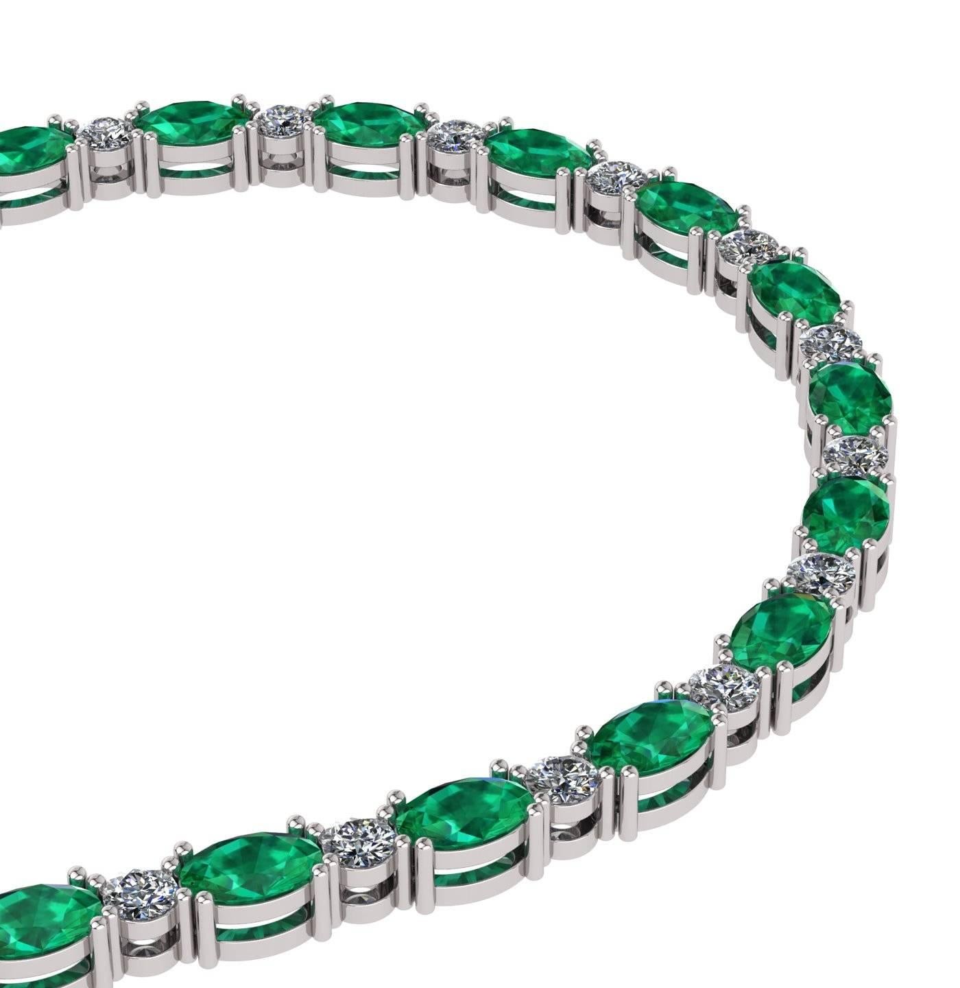 Smaragd-Diamant-Tennis-Halskette von Juliette Wooten Gelbgold im Zustand „Neu“ im Angebot in Sanford, FL