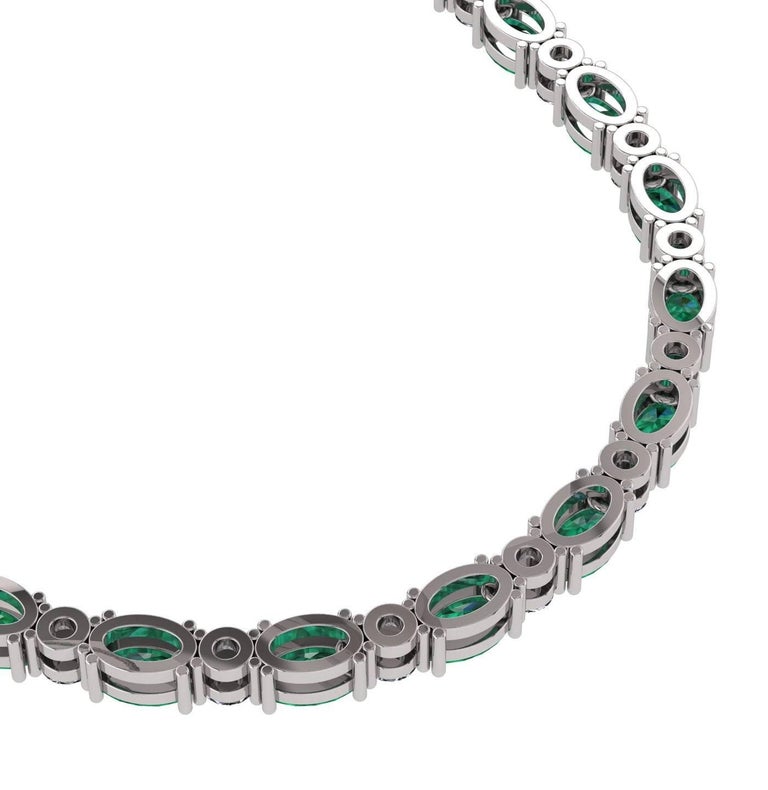Emerald Diamond Tennis Necklace by Juliette Wooten Yellow Gold For Sale at 1stDibs emerald