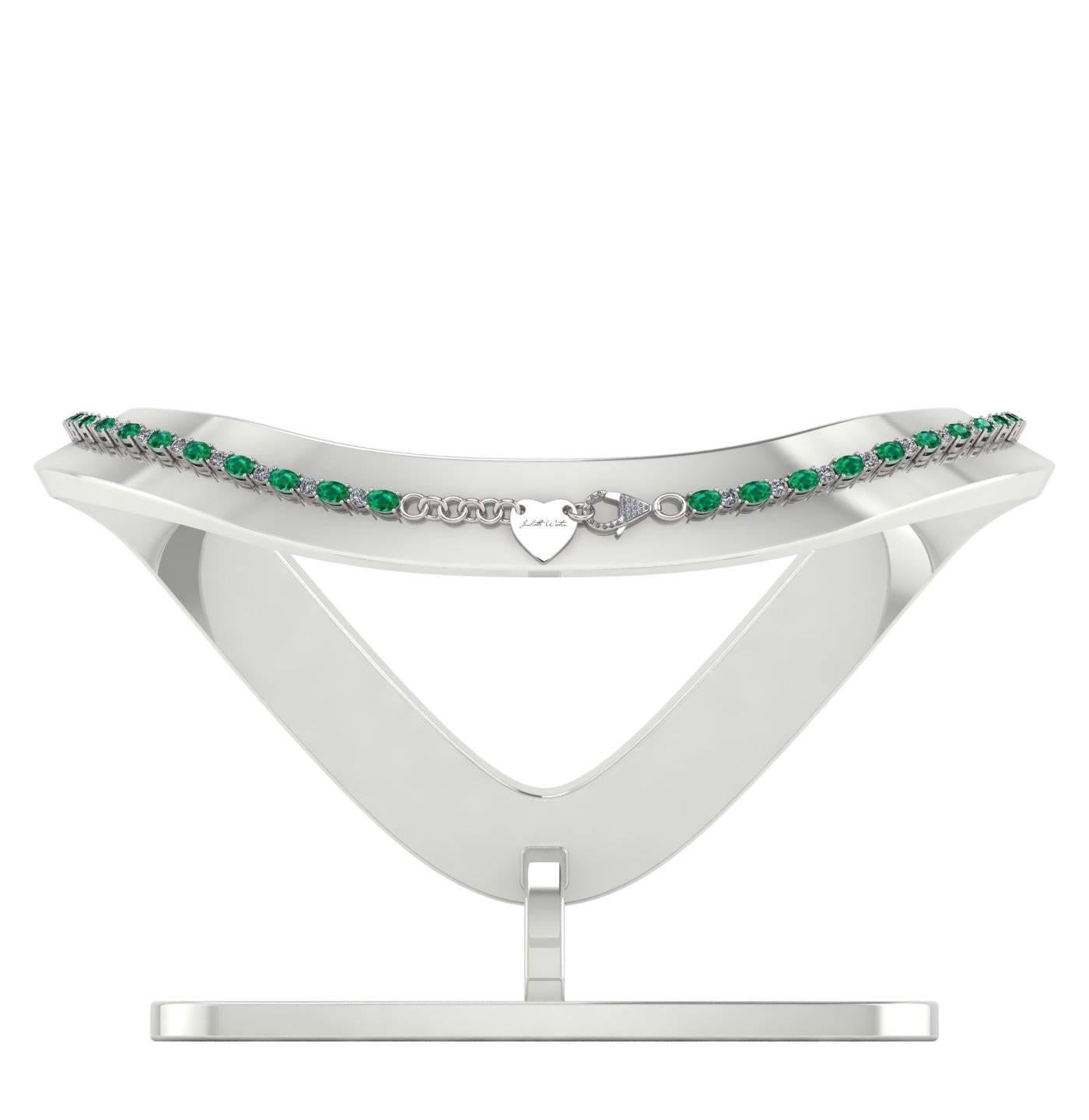 Smaragd-Diamant-Tennis-Halskette von Juliette Wooten Gelbgold im Angebot 2