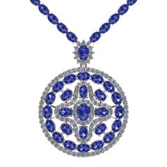 Tanzanita Diamante Tenis Collar Medallón por Juliette Wooten Oro Blanco