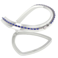 Blue Sapphire Diamond Tennis Necklace by Juliette Wooten White Gold