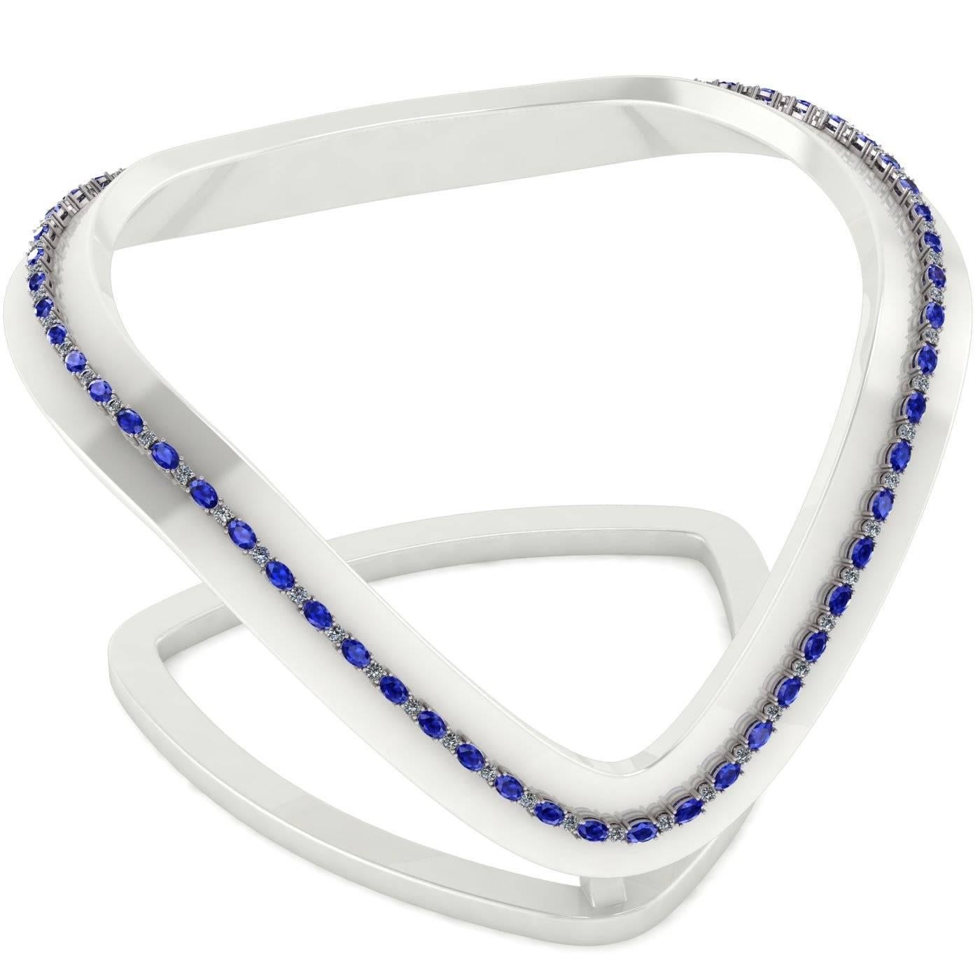 blue sapphire tennis necklace