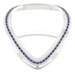 Used Blue Sapphire Diamond Tennis Necklace by Juliette Wooten White Gold